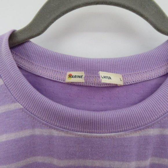 Marine Layer DK Crew, Lavender White Stripe, Size L - Picture 7 of 12